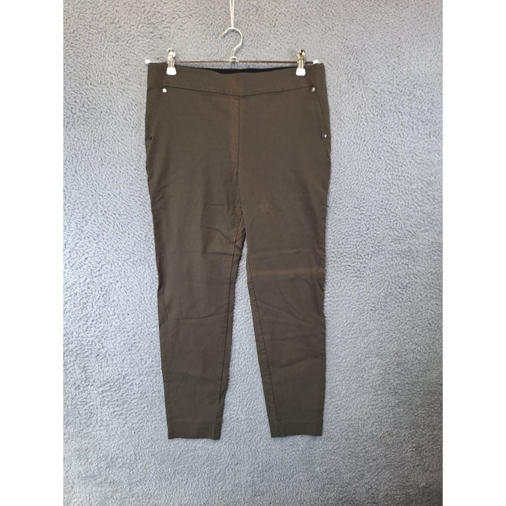 Maurices Ankle Pants Womens‎ L (Fits 32x27) Brown Ponte Stretchy High Waisted